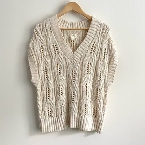Anthropologie Cream Cable Knit Vest